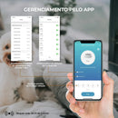 Alimentador inteligente para animais de estimação com duas tigelas e controle remoto.